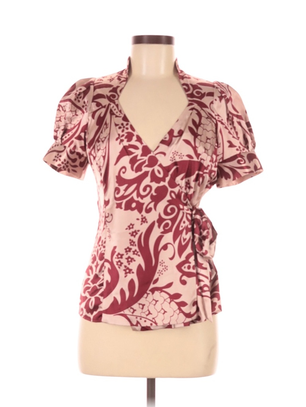 BCBGMaxAzria Pink and Berry Wrap Blouse